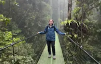Walking across a hanging bridge in Monteverde Cloud Forest, Costa Rica.