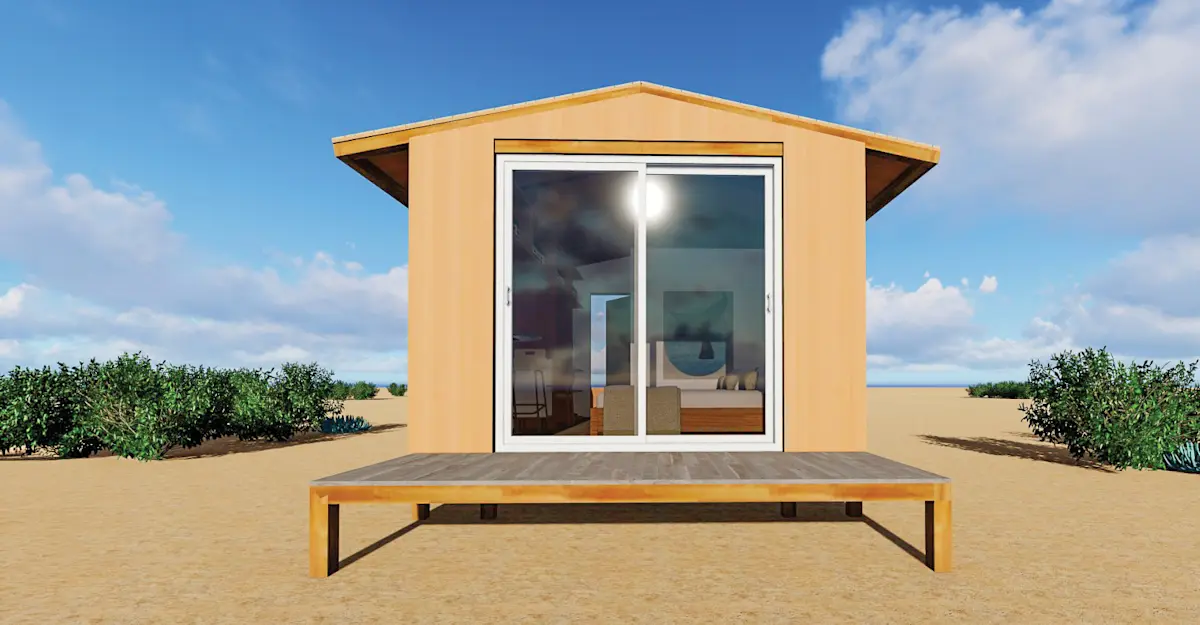 New for 2027—Graphic rendering of the new cabana exterior at Kuyima Whale Camp, Baja Sur, Mexico.