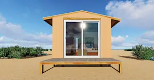 New for 2027—Graphic rendering of the new cabana exterior at Kuyima Whale Camp, Baja Sur, Mexico.
