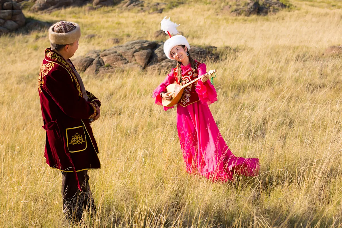 Traditional Kazakh attire, Altai, Mongolia.