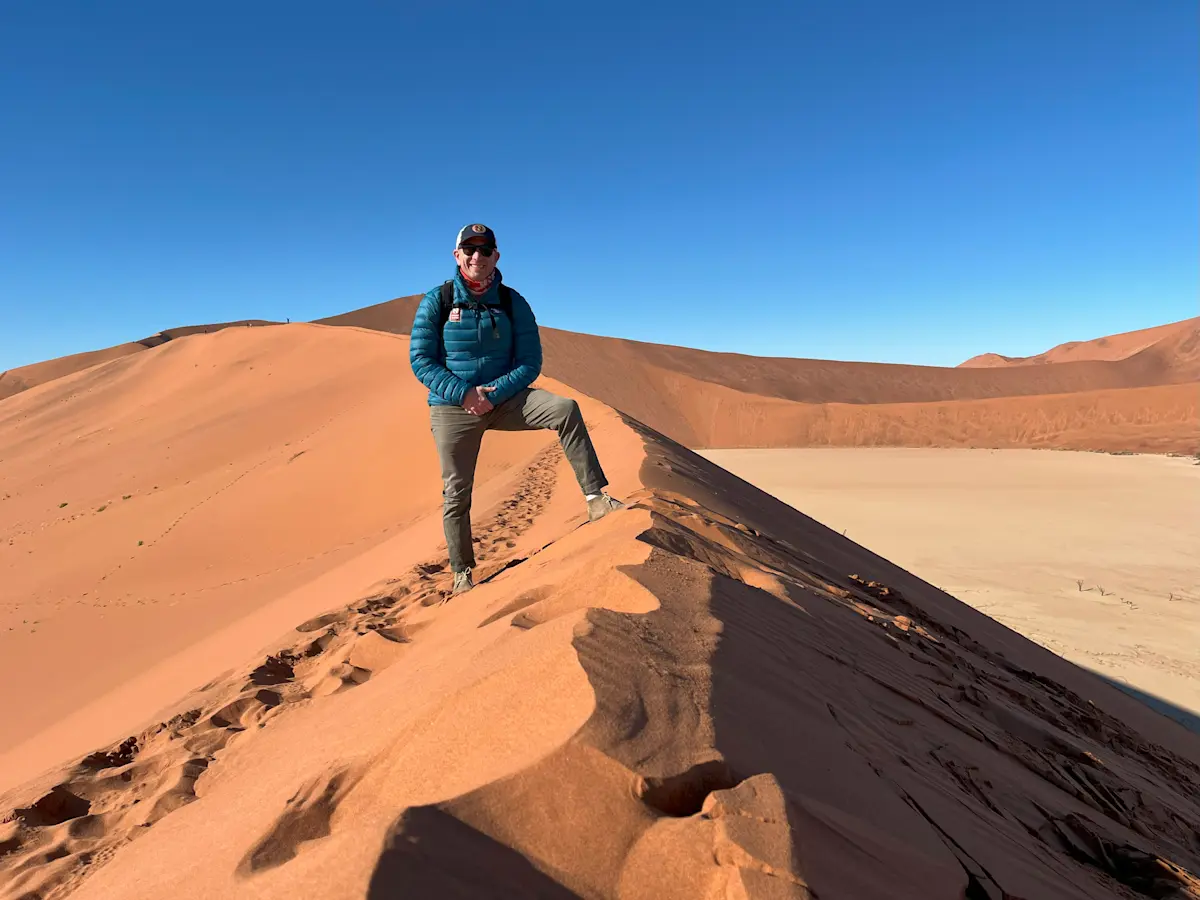 Hiking the dunes at Sossusvlei, Namibia.