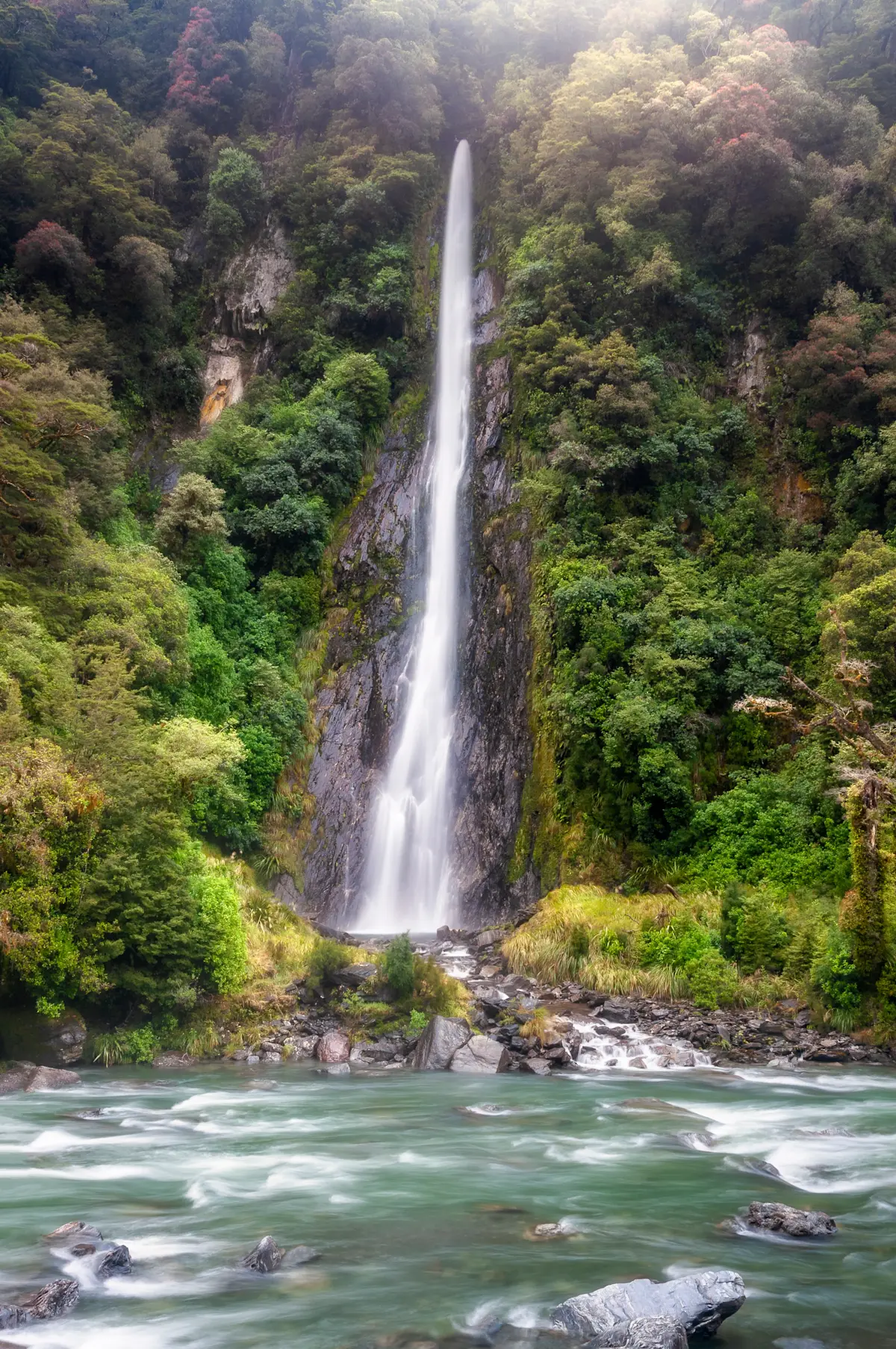 Thunder Creek Falls, Mount Aspiring National Park, New Zealand.
