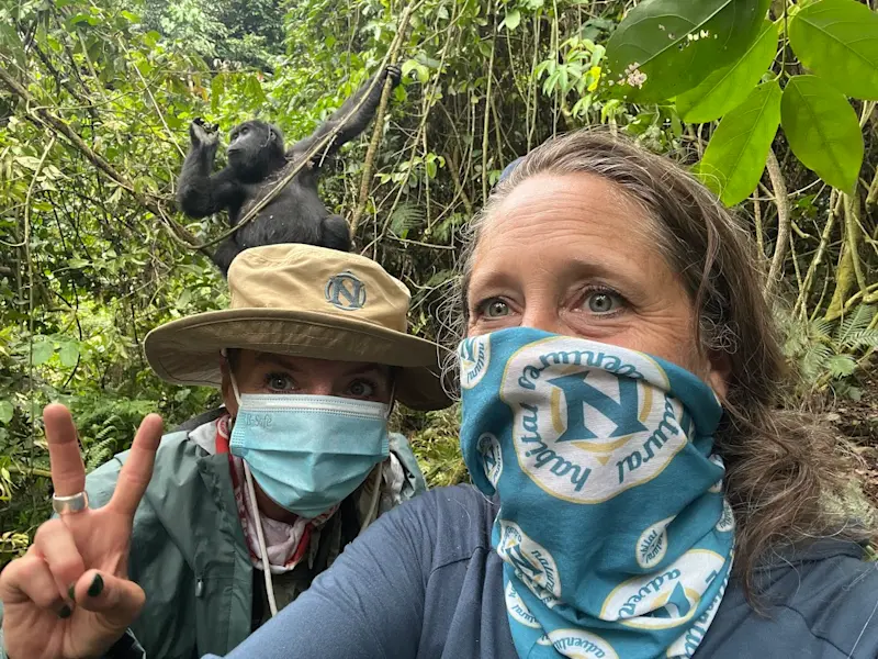 Sitting with gorillas in Uganda. 