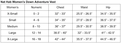 Size chart