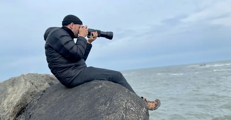 Photographing harbor seals in Iceland.