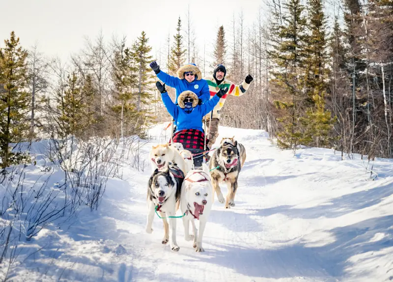 Nat Hab guests dogsledding, Churchill, Manitoba.