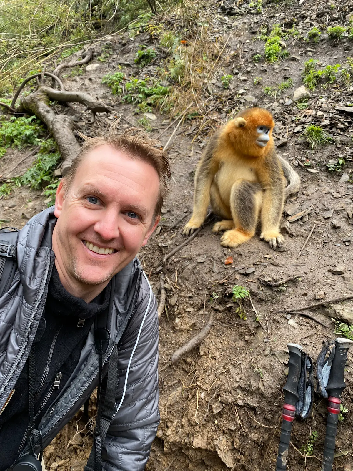 When your new travel buddy won’t stop posing in China.