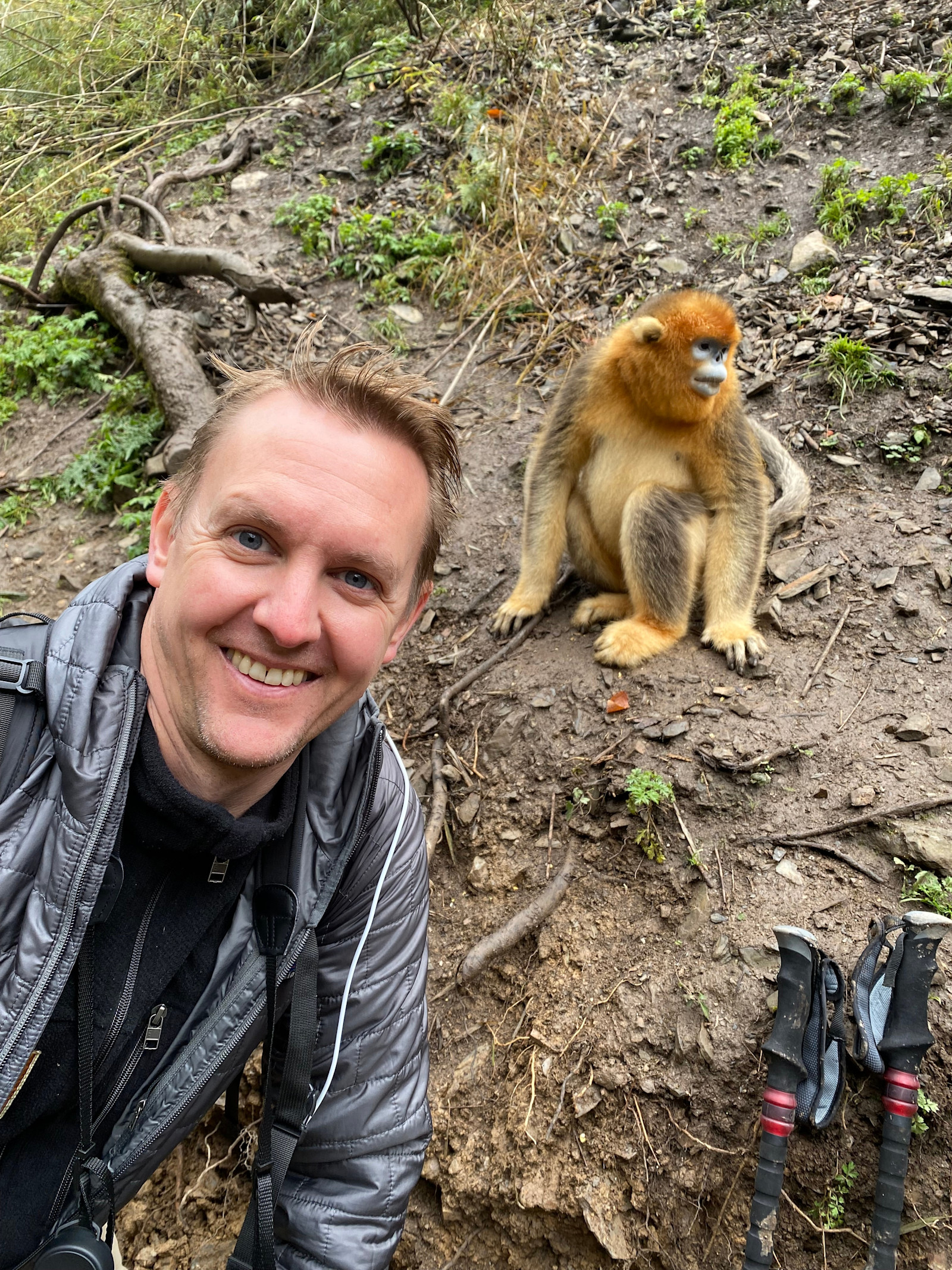 When your new travel buddy won’t stop posing in China.