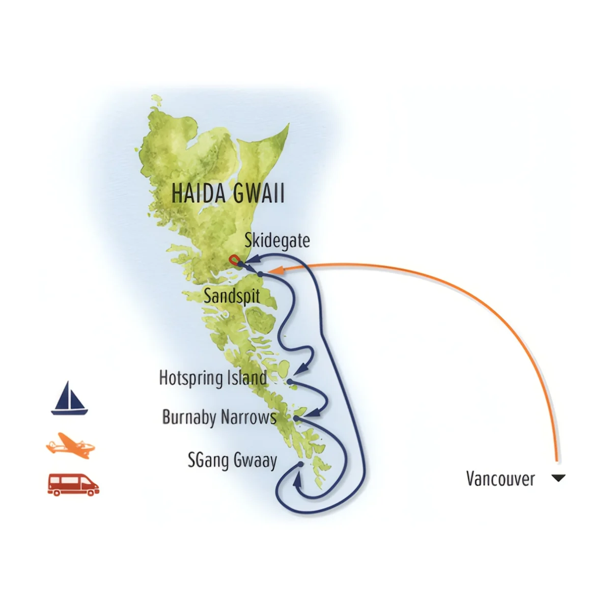 Trip map for Haida Gwaii: Islands at the Edge of the World