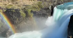 Salto Grande Waterfall, Paine River, Torres del Paine National Park, Patagonia, Chile.