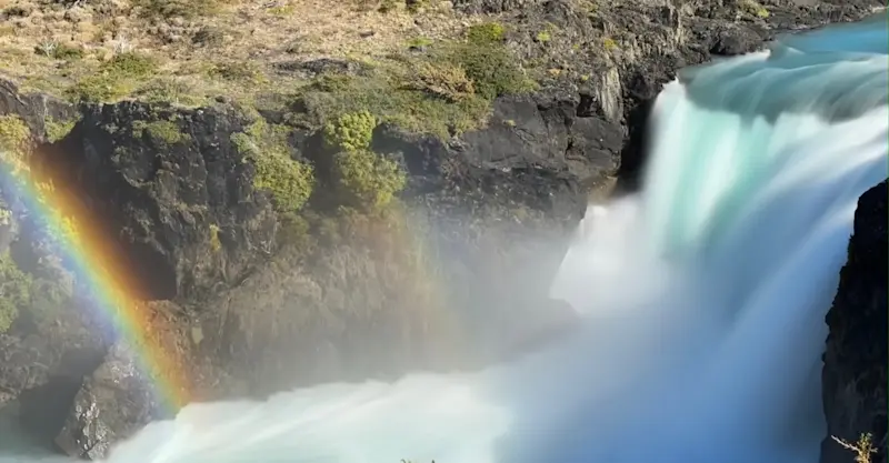 Salto Grande Waterfall, Paine River, Torres del Paine National Park, Patagonia, Chile.