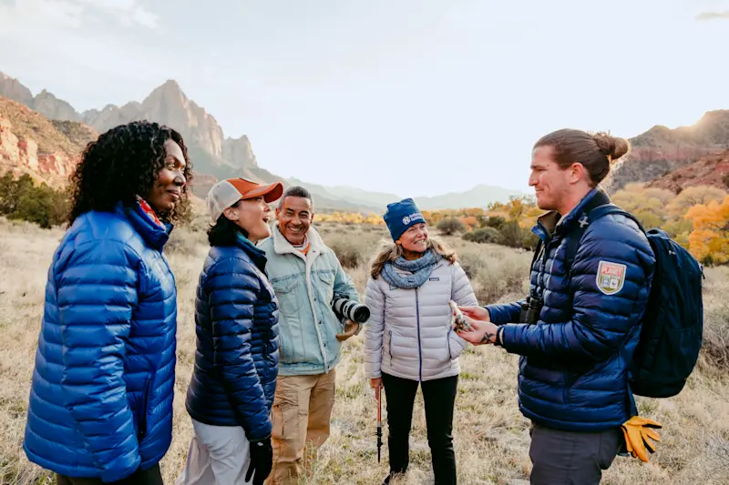 Nat Hab Expedition Leader and guests, Zion National Park, Utah.