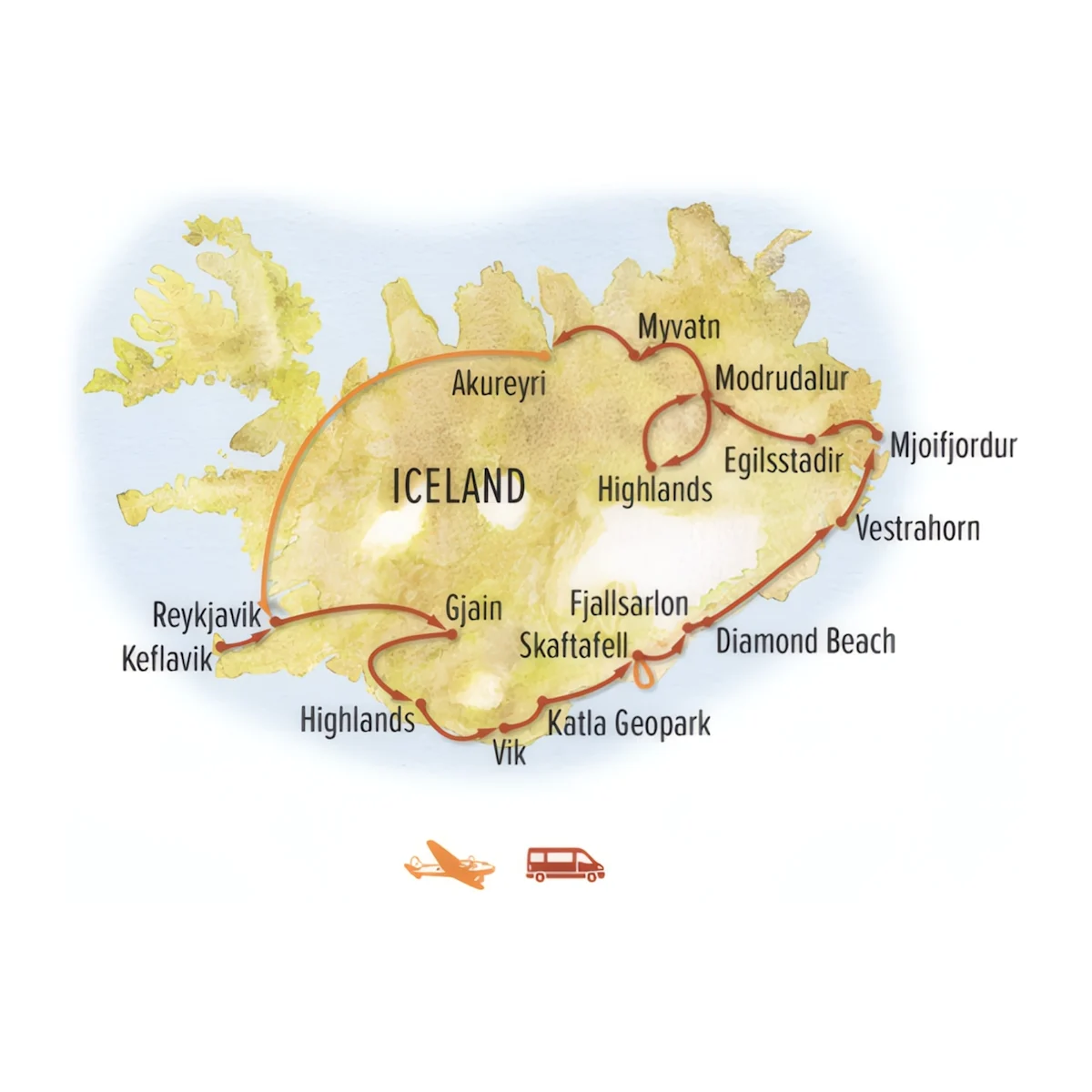 Trip map for Ultimate Iceland Photo Expedition