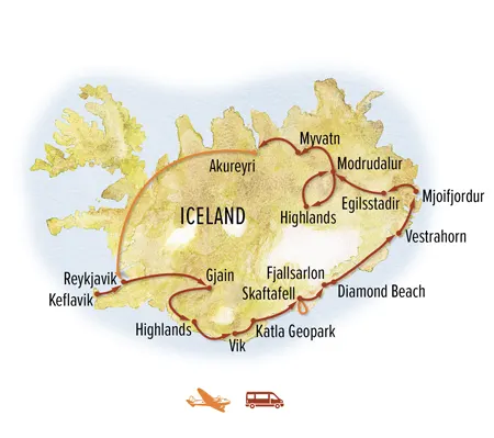 Trip map for Ultimate Iceland Photo Expedition