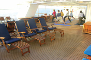 Yoga on the deck, National Geographic Sea Lion, Costa Rica cruise