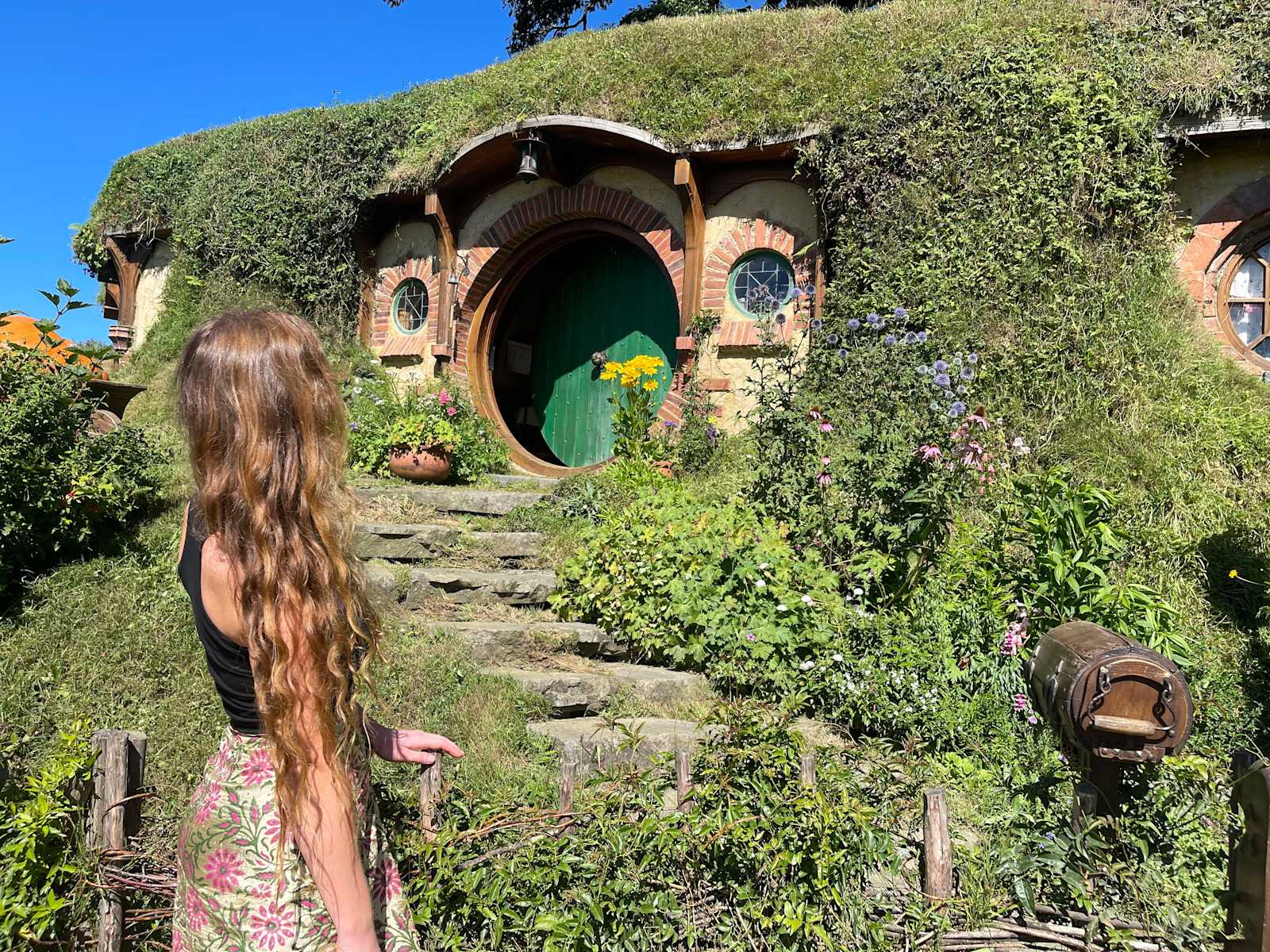 Touring Hobbiton (and a Hobbit home!)  in New Zealand.