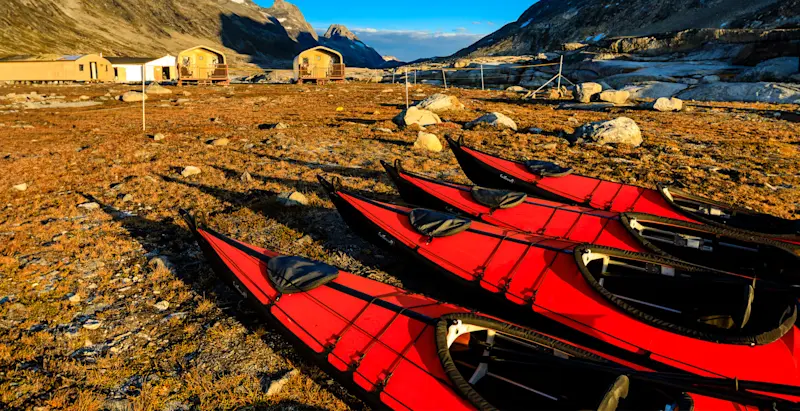 Kayaks at Nat Hab's Base Camp Greenland