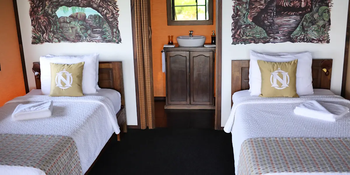Cabin interior at Nat Hab's Tortoise Camp