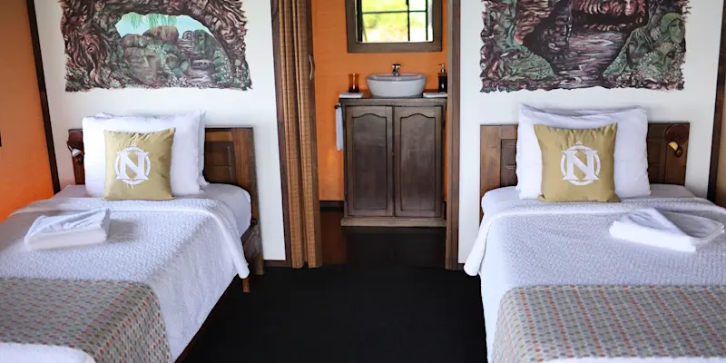 Cabin interior at Nat Hab's Tortoise Camp