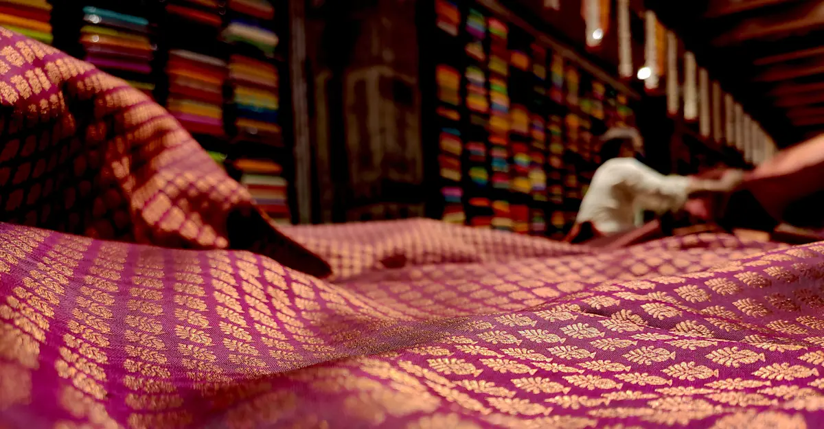 Silk sari shop, India.