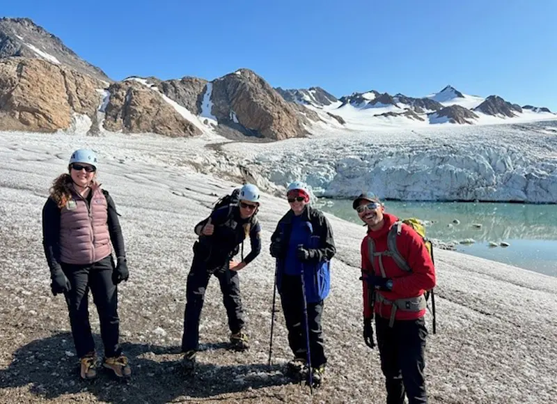 Hiking the face of Snowflake glacier in East Greenland.