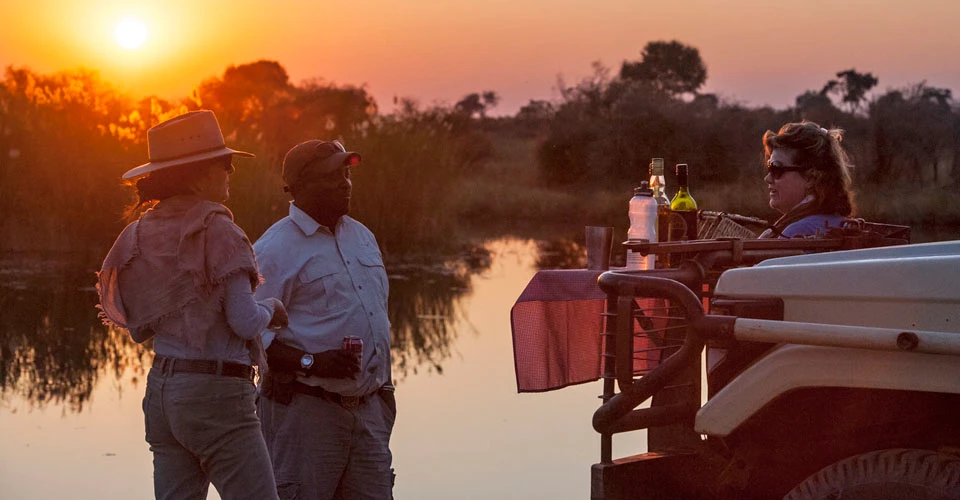 Nat Hab guests and Expedition Leader, Linyanti Reserve, Botswana.