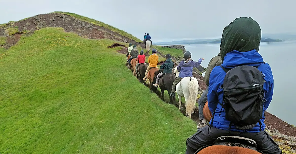 Nat Hab guests horseback riding, Iceland.