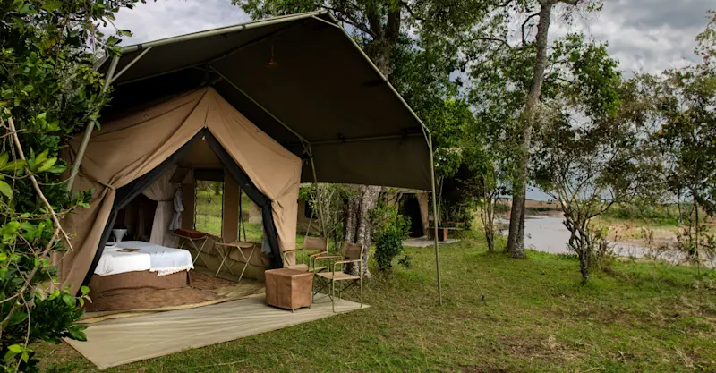 Guest tent at Nat Hab’s Migration Camp—Maasai Mara National Reserve, Kenya.