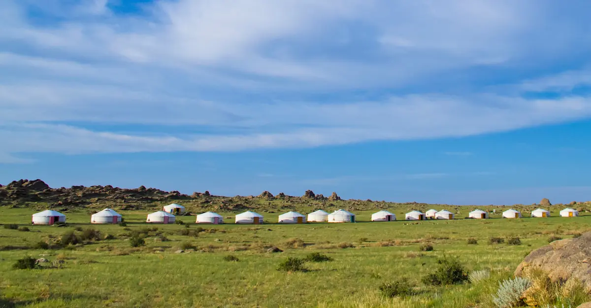 Private Hustai mobile ger camp, Hustai National Park, Mongolia.