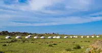 Private Hustai mobile ger camp, Hustai National Park, Mongolia.