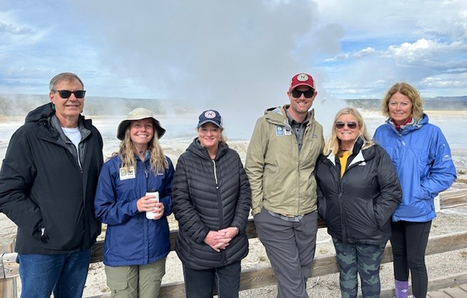 Enjoying Yellowstone's thermal wonders.