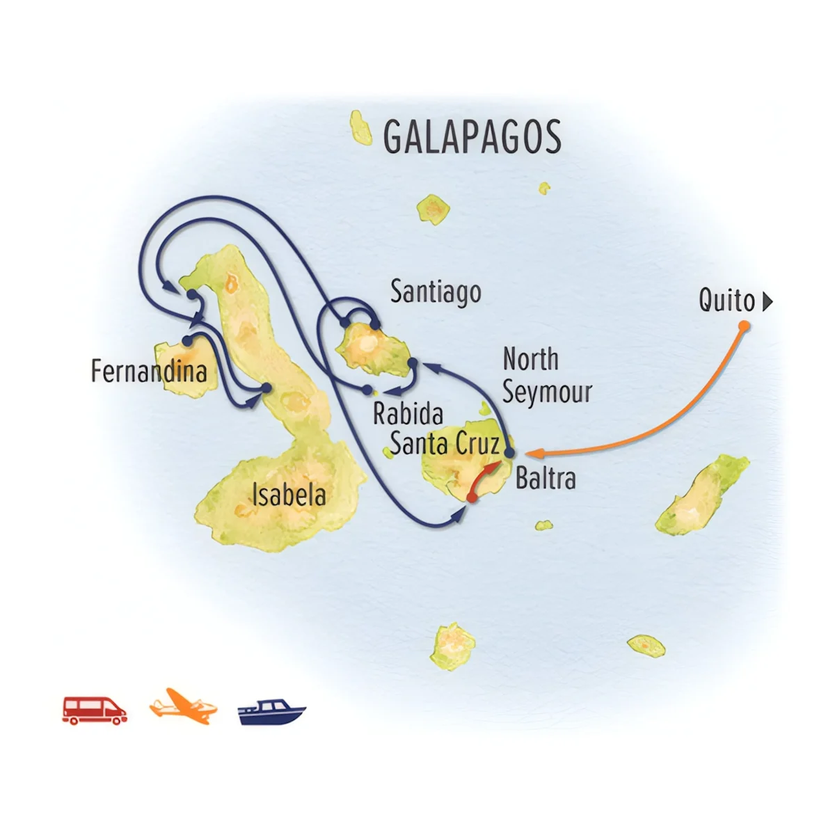 Trip map for Galapagos Escape
