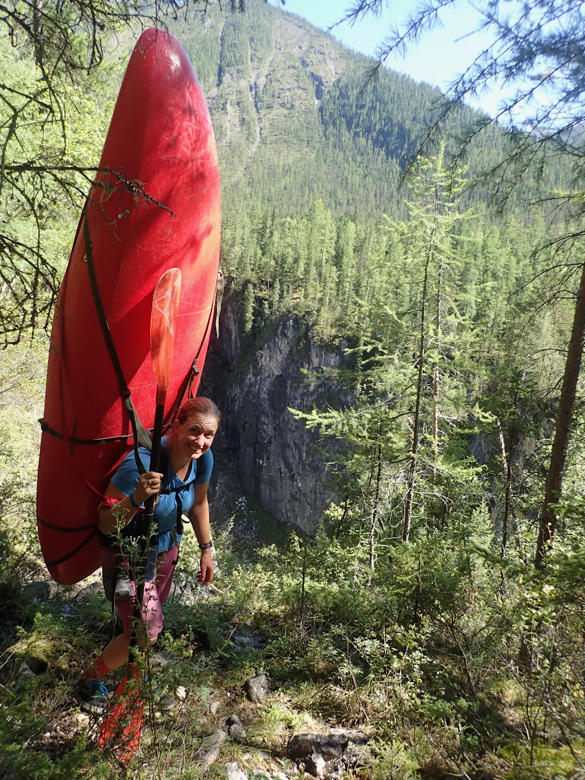 Hiking my kayak to a river in Siberia, Russia. 