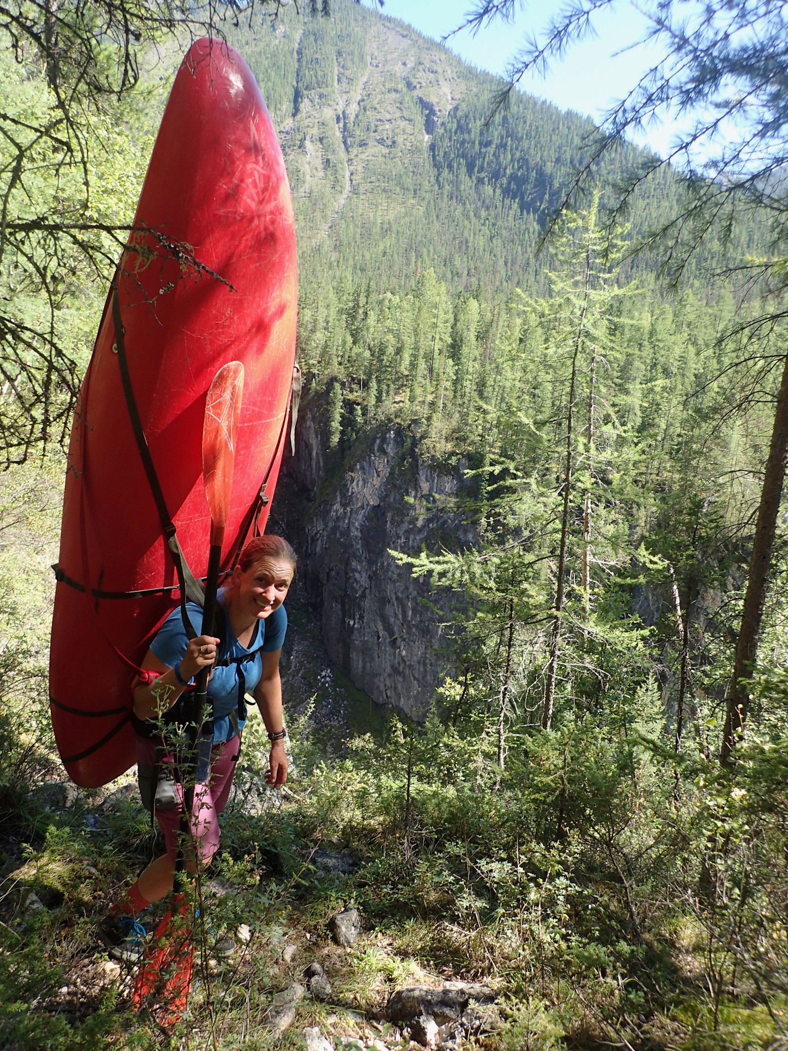 Hiking my kayak to a river in Siberia, Russia. 