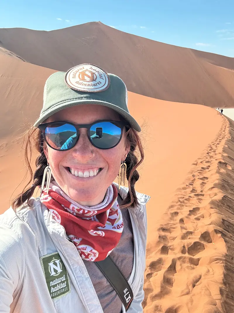 Hiking up the arm of the dune named "Big Daddy" in the Sossusvlei of Namibia. 