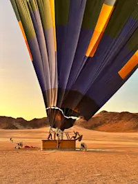 About to go hot air ballooning over the Sossusvlei dunes in Namibia.