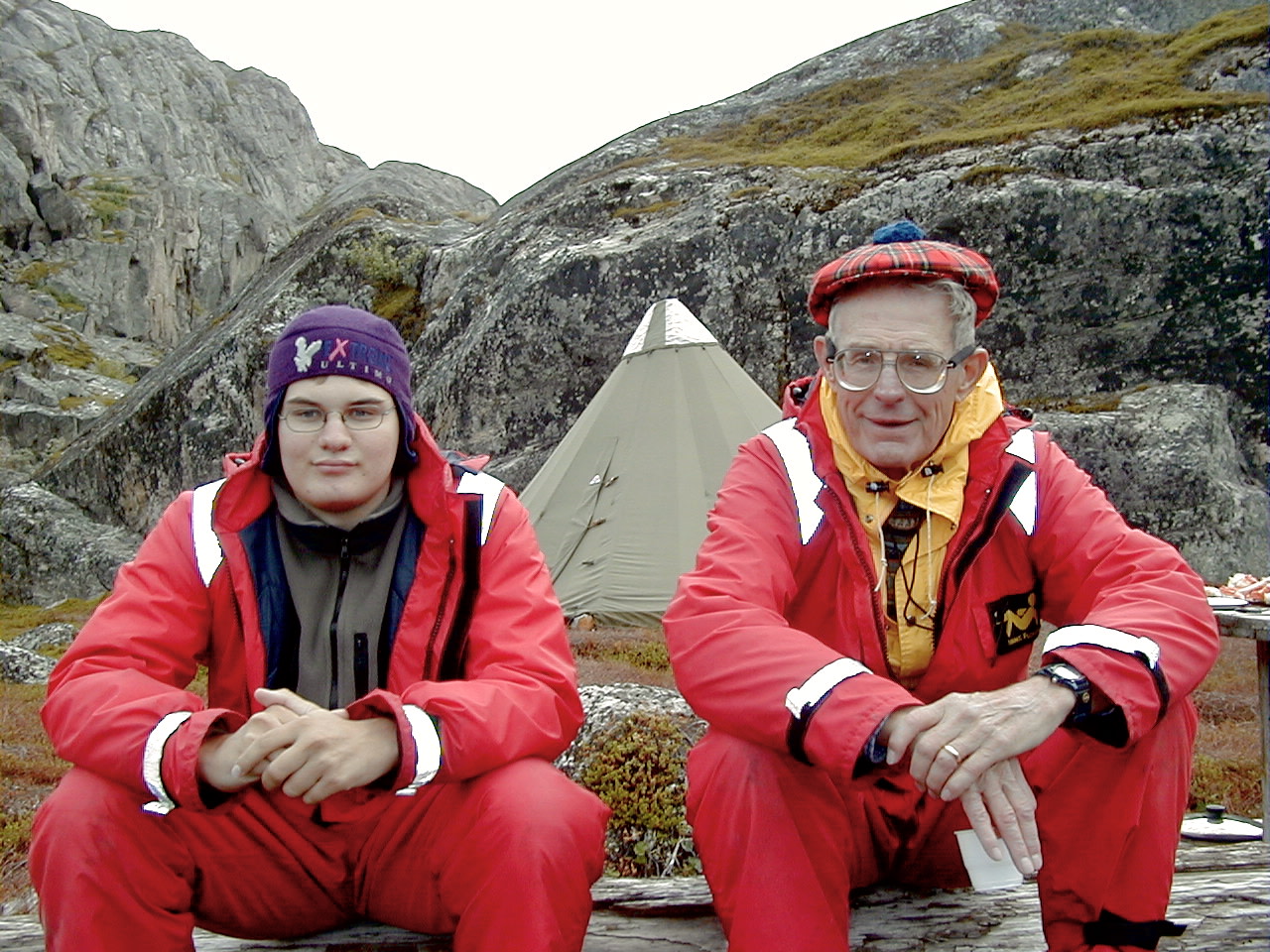 Arctic fashion with my Grandpa as we sail into Russian through Norway.