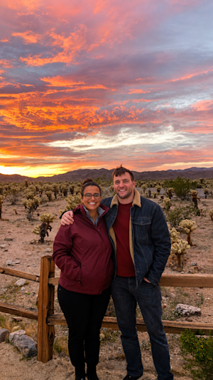 Enjoying the sunset in Joshua Tree National Park with my husband