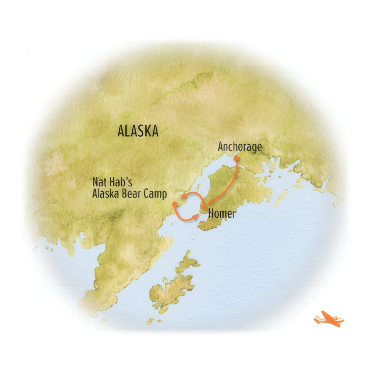 Trip map for Alaska Bear Camp Photo Expedition