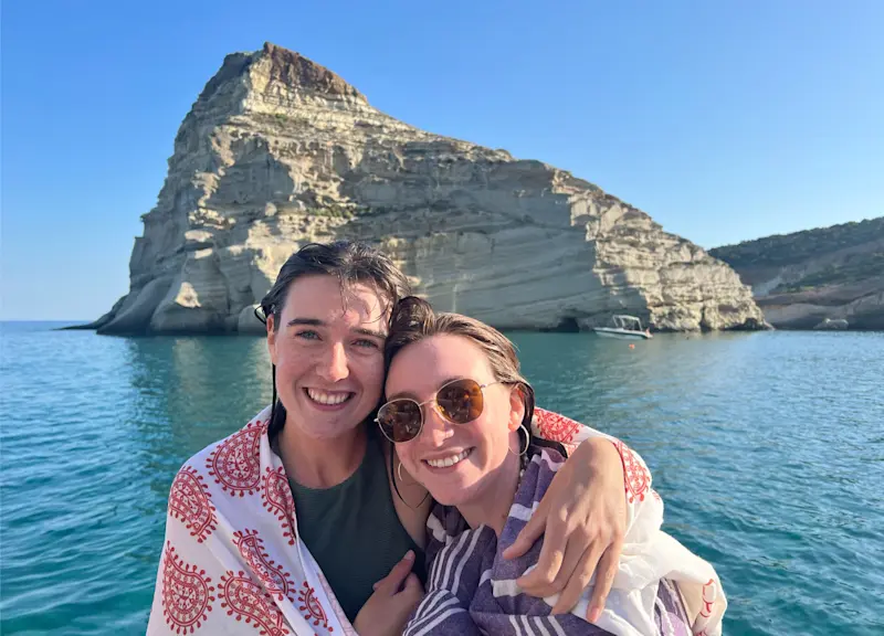 Snorkeling off the coast of island Milos in Greece. 