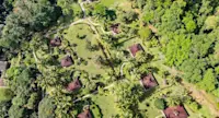 Aerial view of guest cabins