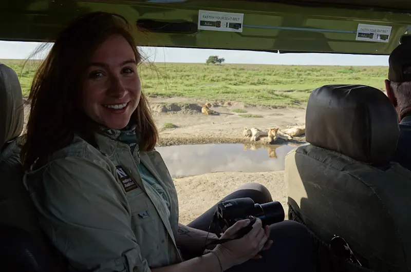 Lions at the watering hole in the Serengeti, Tanzania.