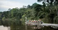 Nat Hab guests on boat, Pacaya Samiria National Reserve, Peru.