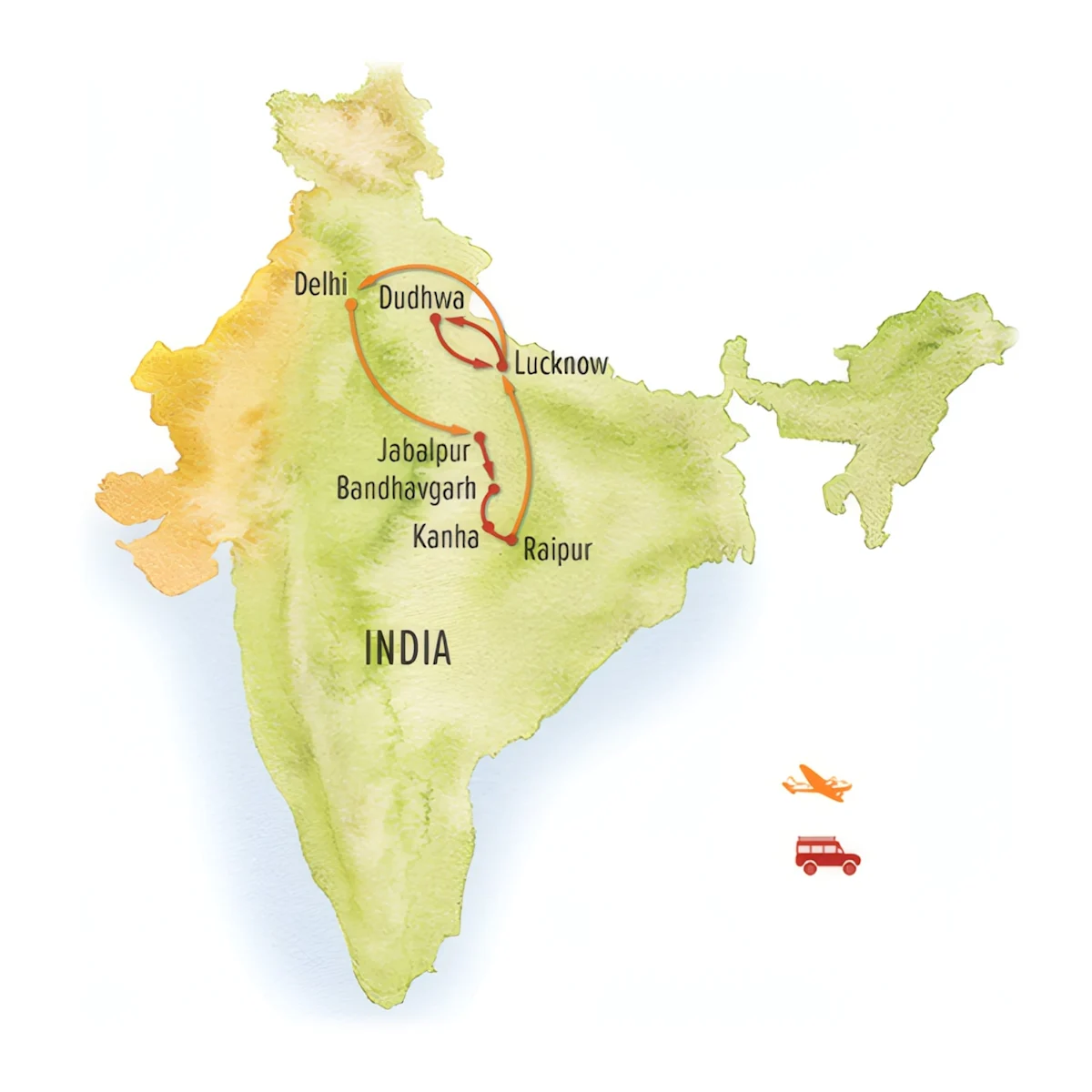 Trip map for Grand India Photo Expedition