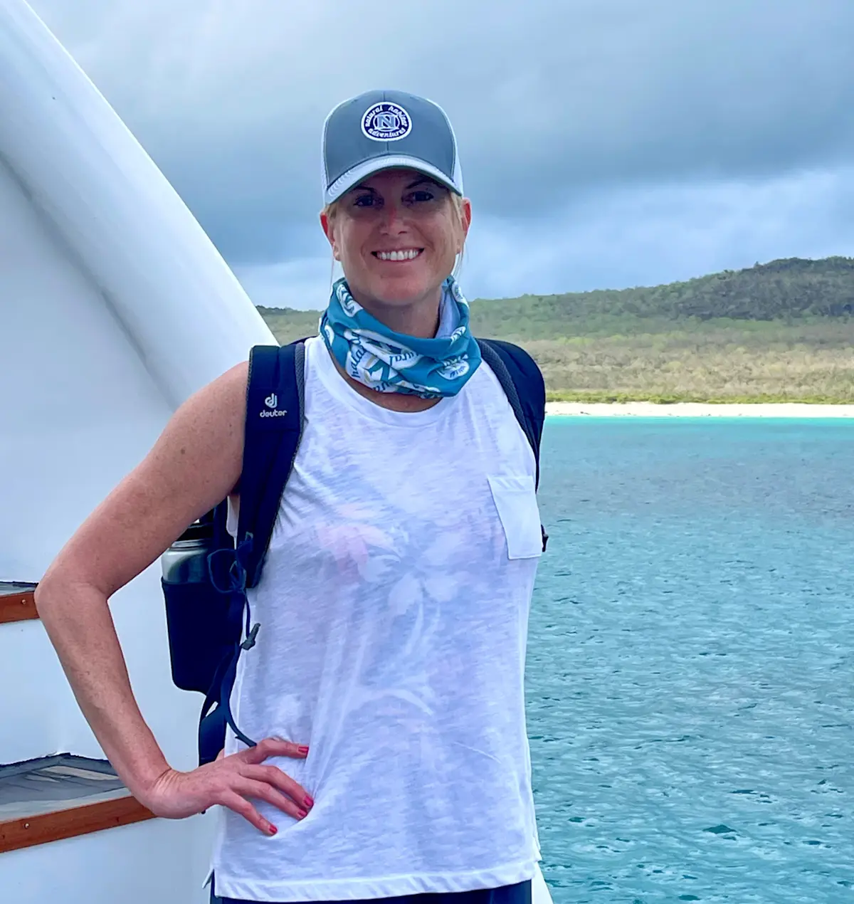 Aboard the Petrel in the Galapagos.