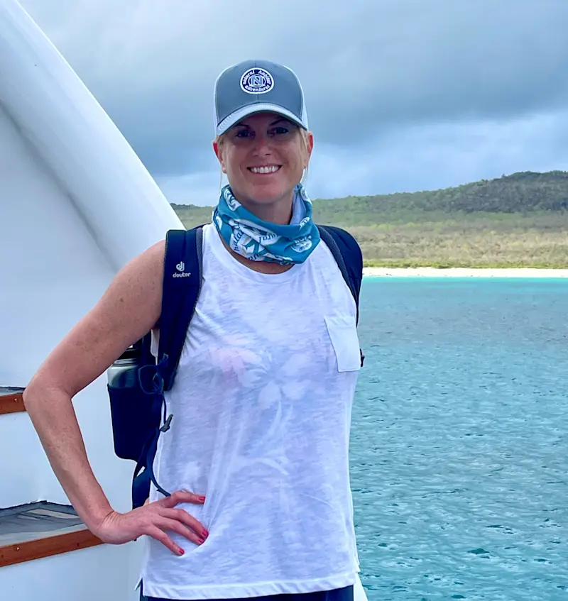 Aboard the Petrel in the Galapagos.