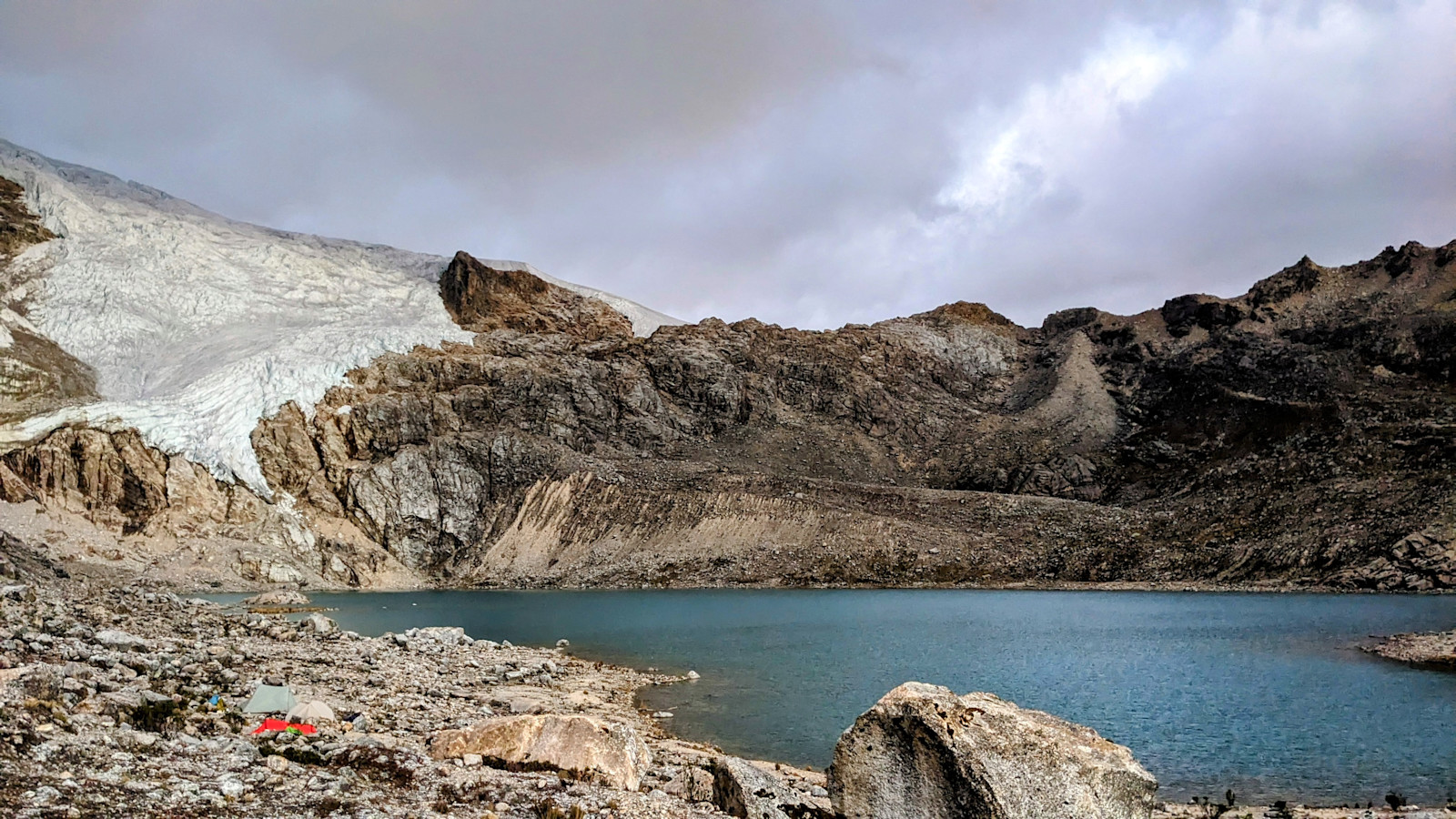 Setting up camp at 16,000 ft in the Andes of Peru.