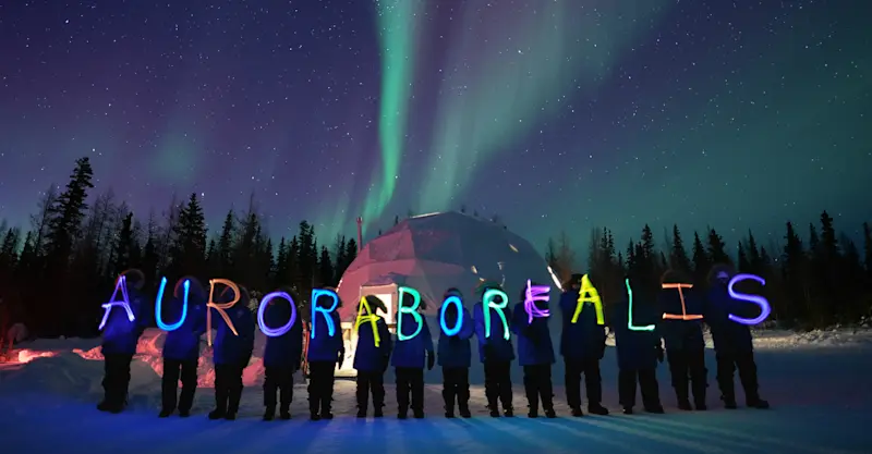 Light painting at Nat Hab's Aurora Sphere