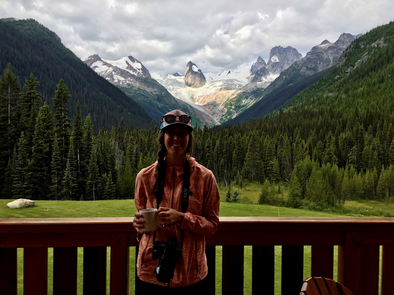 Early morning coffee at our heli-hiking lodge in the Bugaboos, Canada.