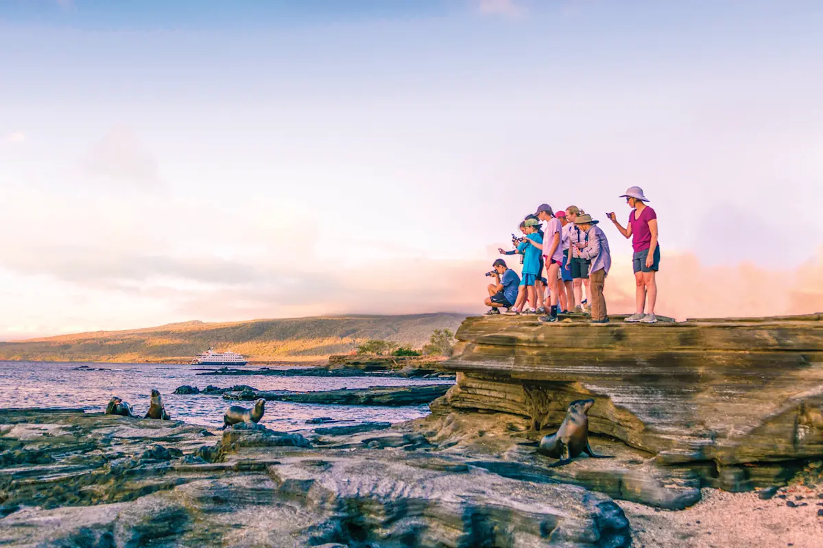 Guests, Santiago Island, Galapagos, Ecuador.
